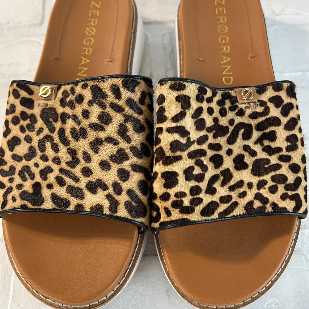 Cole Haan ZERØGRAND Sandals Womens 8 Leopard Animal Print Slides Brown‎ Casual - Picture 6 of 11